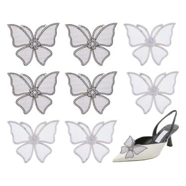 Imagem de SUPERFINDINGS 8 peças de clipes femininos de 2 cores, requintados, strass, borboleta, sapatos, amuletos, laços destacáveis, clipes de sapato para mulheres, decorações de festa de casamento e formatura