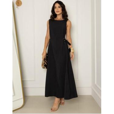 Imagem de Vestido Regata Feminino Com Detalhe Na Cintura Midi - Multimarcas, Pre