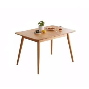 Imagem de Mesa de jantar, mesa de jantar de madeira maciça, mesa longa retrátil, moderna, minimalista, mesa de reunião, mesa de cozinha moderna, 80 x 75 cm x 80 x 75 cm