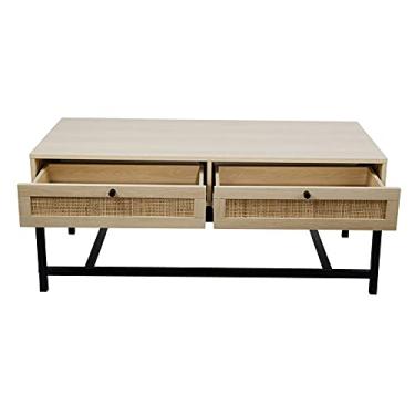 Imagem de Mesa de centro retangular com 2 gavetas, design moderno, mesa de coquetel, mesa de canto para sofá, mesa de chá, para sala de estar, quarto