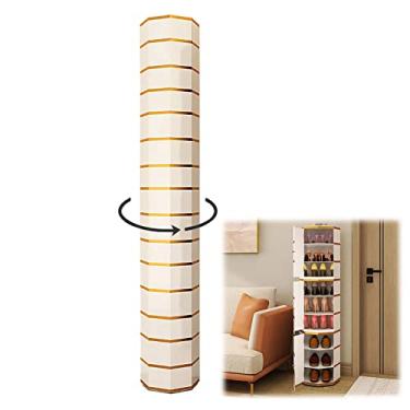 Imagem de Sapateira giratória para sapatos, armário organizador de sapato, suporte para sapatos com porta, armário moderno de armazenamento de sapatos de 3/6/9/12/15 níveis com prateleiras, suporte de botas