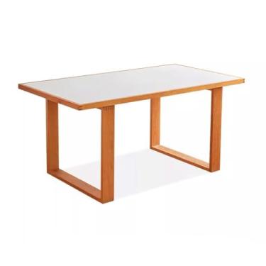 Imagem de Mesa de jantar nórdica simples de madeira maciça mesa de jantar de ardósia mesa de jantar grande apartamento mesa de jantar mesa de computador mesa de cozinha moderna