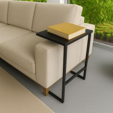 Imagem de Mesinha de Apoio para Sofá e Sala - Pés em Ferro Estilo Industrial, Compacta e Durável para Ambientes Domésticos (Preto)