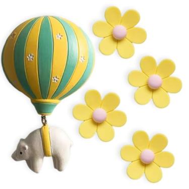 Imagem de Ouliget Ímãs de geladeira 3D Ímãs fofos de geladeira, ornamento engraçado de balão de ar quente, ímãs fortes decorativos para quadro branco, cozinha, escritório, máquina de lavar louça, 5 peças