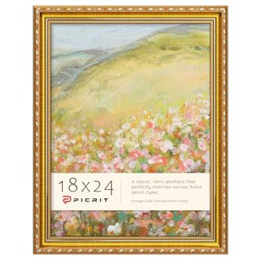 Imagem de Picrit Moldura de pôster dourada 45,7 x 61,8 cm, molduras vintage com encosto preto, moldura retrô ornamentada de 45,7 x 61 cm para montagem na parede horizontal ou vertical, 1 pacote.