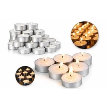 Imagem de Kit 50 Velas Rechaud Decoração Casamento Festas Romântico com Suporte de Alumínio e Parafina – Velas Decorativas Lâmparina para Eventos, Jantares e Ambiente Aconchegante