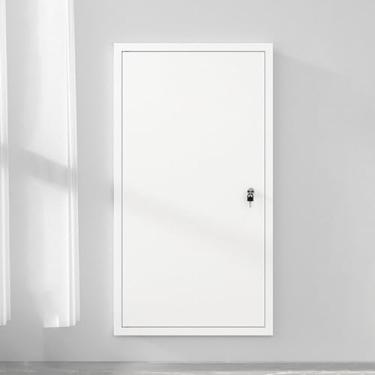 Imagem de Painel de porta de acesso de alumínio bloqueável - Tampa branca de acesso ao sótão para encanamento, hospitais, escolas, hotéis - Solução de abertura de parede oculta de 80 x 120 cm (32 x 47 pol)