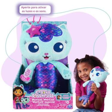 Imagem de Gabbys Dollhouse Pelucia Mercat De 33cm Gato Sereia Com Som E Luz Casa