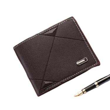 Imagem de Carteira masculina minimalista fina com clipe para dinheiro – Design de couro PU dobrável com zíper e porta-cartões, Carteras para Hombres, Marrom escuro, Slim