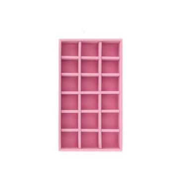 Imagem de Porta Joias em Veludo Bandeja Organizadora com 18 Divisórias Modular Cinza ou Rosa (rosa)