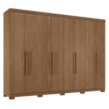 Imagem de Guarda Roupa Casal 8 Portas 4 Gavetas Master New Jatobá Acetinado com Pés - Santos Andirá