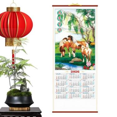 Imagem de Calendário de parede 2026 - planejador mensal pendurado - Calendário chinês do ano do cavalo, para planejamento, escritório, escola, família, dormitório, casa, ano novo chinês