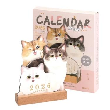 Imagem de Calendários de mesa | Agenda mensal para animais de estimação 2026 | Bloco de programação acadêmica para crianças, classe de trabalho, escola, dia a dia, cachorrinho, gatinho, design, data, casa, sala