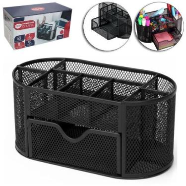 Imagem de Organizador De Mesa Aramado Com Gaveta Porta-Caneta E Papel - Clink