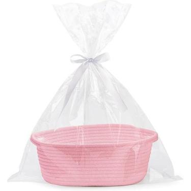 Imagem de Cesta de Presentes e Decorativa Oval Easy Decor em Corda 8,6L, Rosa