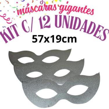 Imagem de Máscara Grande Carnaval prata 57CM Papel Festa c/12 - sm decora