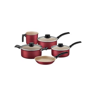Imagem de Jogo de Panelas Tramontina Turim Antiaderente Vermelho 5 Peças