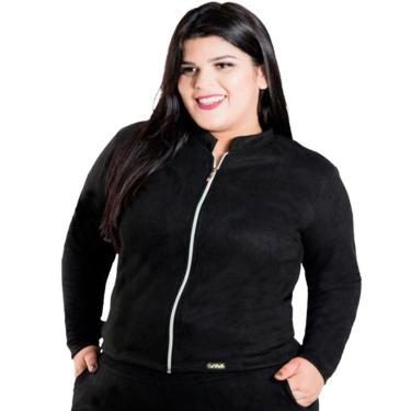 Imagem de Jaqueta Casaquinho Plus Size Feminina Catwalk Suede Preta-Feminino
