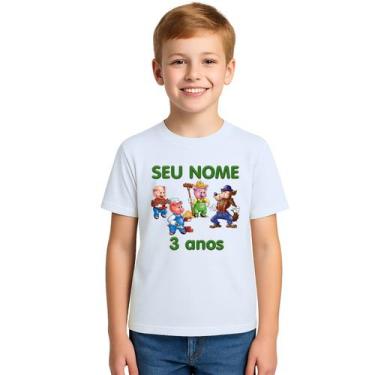Imagem de Camiseta Lobo Mau Três Porquinhos Personalizada - Use P4, Branco, Juve