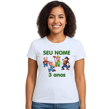Imagem de Camiseta Lobo Mau Três Porquinhos Personalizada - Use P4, Branco, Baby