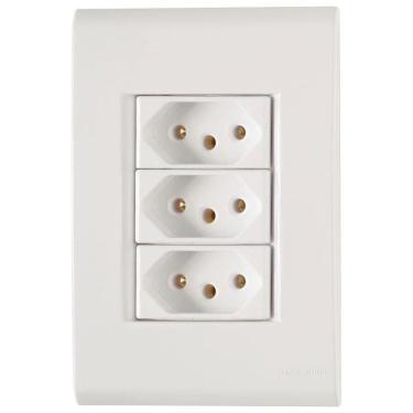 Imagem de Conjunto Liz Branco 4x2 com 3 Tomadas 2p+t de 20 Ampères E 250 Volts 57170079 Tramontina Cj.3 To