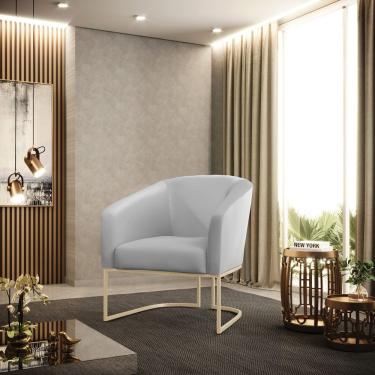 Imagem de Poltrona Sala Decorativa Stella Sintético Cor Cinza D'Rossi