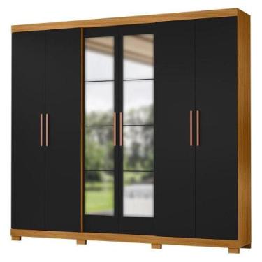 Imagem de Guarda Roupa Casal San Diego Carvalho Americano Preto Com Espelho - In