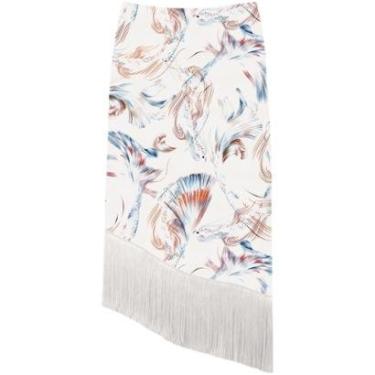 Imagem de Saia Chá Assimétrica Com Franjas E Cintura Alta-Feminino