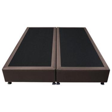 Imagem de Cama Base Box King Bipartido Marrom Sintético 193x203 - Galeria da Cam