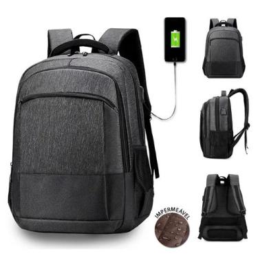 Imagem de Mochila Impermeável para Notebook c USB Bolsa Reforçada 43cm - 123 Úti
