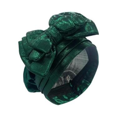 Imagem de Touca Turbante Africana Dourada Multicamadas Com Laço Elegante Para Mu
