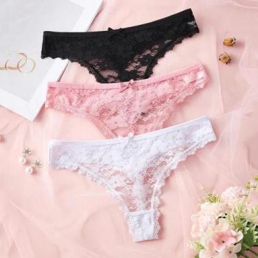 Imagem de Tanga Sexy De Renda Transparente Floral Para Mulheres Tamanho XS-XL Li