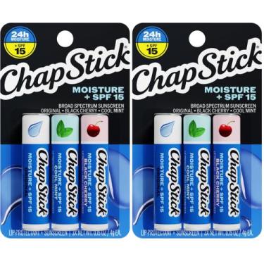 Imagem de Bálsamo Labial ChapStick FPS 15 - Pacote com 3 Sabores (Original, Cere