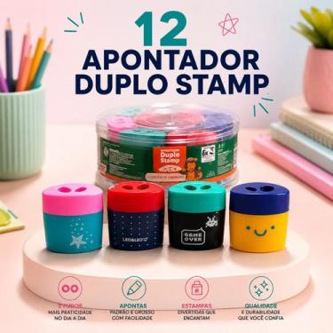 Imagem de Apontador Duplo Stamp Leo e Leo Com Depósito 2 Furos Kit 12 Unidades -