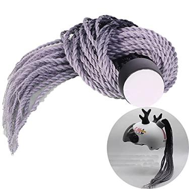 Imagem de Capacete de motocicleta Chifres do Diabo,Estilo de trança suja Decoração de trança para par de motos de snowboard (Black grey)