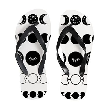 Imagem de Chinelo feminino preto Boho Moon Theme Slim Beach Sandals for Men Summer Thong Sandals Style Travel Slippers, Multicor, 6-7 Narrow Women/5-6 Narrow Men