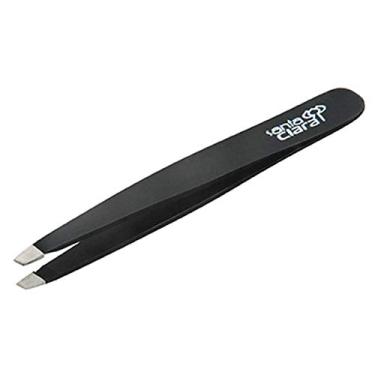 Imagem de PINÇA PROFISSIONAL PONTA CHANFRADA EM AÇO INOX ESCOVADO PRETA CÓD. 1177 - SANTA CLARA