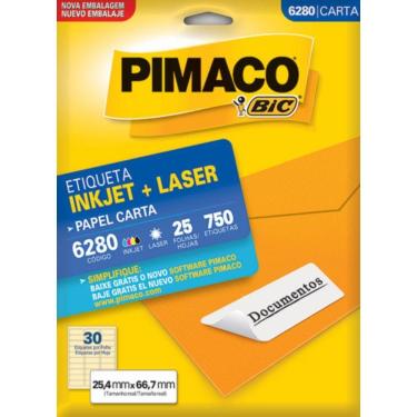 Imagem de Etiqueta Inkjet/laser Carta 6280 25,4x66,7mm 750unid -Pimaco