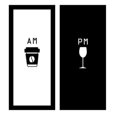 Imagem de Kit 2 Quadros Decorativos 19x45 cm cada com MOLDURA - AM Café - PM Vinho Decoração Gourmet