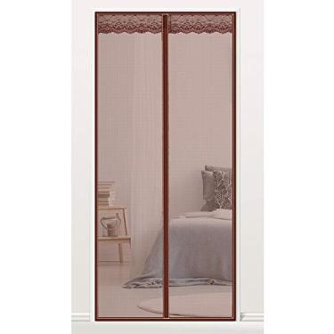 Imagem de AKT Tela de porta mosquiteiro fechamento automático anti-insetos para quarto, sala de estar, varanda, marrom, 100 x 210 cm