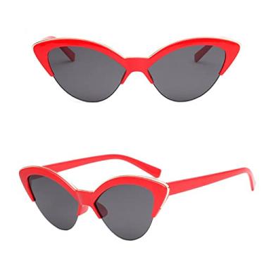 Imagem de Óculos de sol vintage branco olho de gato para mulheres moda vintage pequena meia armação óculos de sol de viagem sexy mulher sexy, vermelho, cor da imagem