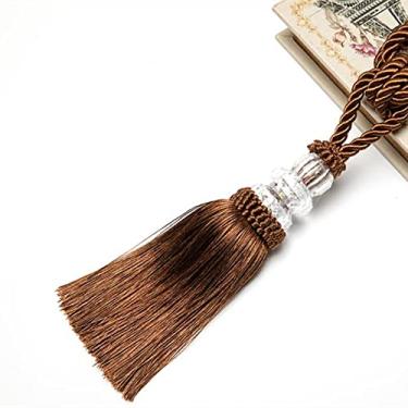 Imagem de peças Gravata Cortina de Cristal Borla Frisado Corda Pendurada Gravata Decoração para Casa Cortinas de Ouro Titular Cordão Fivela Atadura Acessórios de quarto, Café, 4 peças