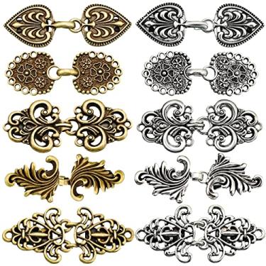 Imagem de 10 peças de suéter vintage com clipe em espiral para capa, cardigã retrô com clipe e gola tipo xale, fecho de fivela, para meninas, mulheres, antiguidade, gola de redemoinho, fecho de clipe de liga