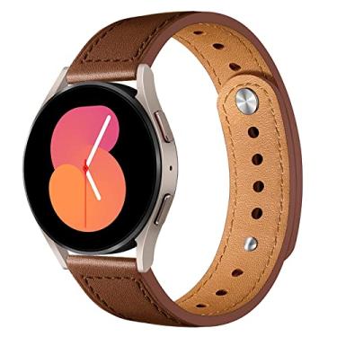 Imagem de Compatível com Galaxy Watch 5 de 40 mm, 44 mm/5 Pro 45 mm/4 de 40 mm e 44 mm/4 Classic de 42 mm e 46 mm para Galaxy Watch 3 de 41 mm/Active/Active 2 de 40 mm e 44 mm, pulseira de couro de 20 mm para mulheres e homens, pulseira de substituição, café profundo