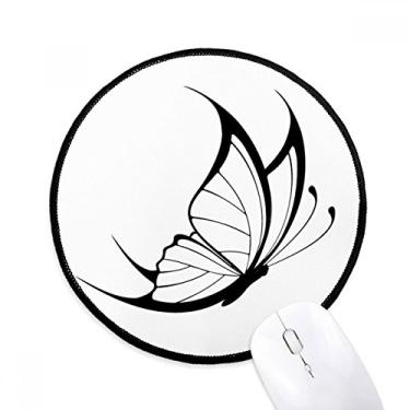 Imagem de DIYthinker Tapete de mouse simples vintage voador borboleta preta desktop escritório tapete redondo para computador