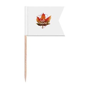 Imagem de Autumn Greetings Bandeiras de palito de dente emocional de folha de bordo para marcação de rotulagem para bolo de festa comida prato de queijo