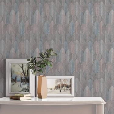 Imagem de Papel de Parede Texturizado Adesivo Lavável Penas Escuras