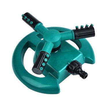 Imagem de Gerenic irrigador automático de jardim irrigador de água para gramado com 360 graus e sistema de irrigação giratório de 3 braços para irrigar suas plantas de gramado e flores (verde)