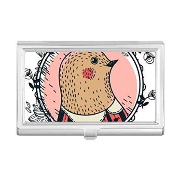 Imagem de Porta-cartões de visita com estampa de folha de desenho animado de folha de pombo, porta-cartões