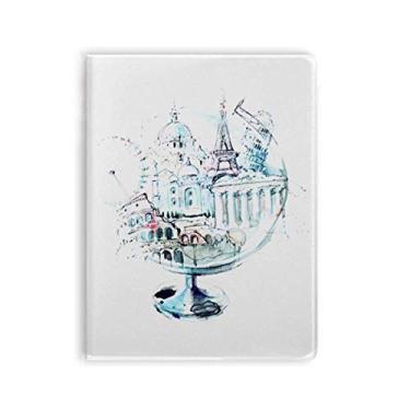 Imagem de Caderno de anotações em aquarela Torre Eiffel London Globe com capa macia